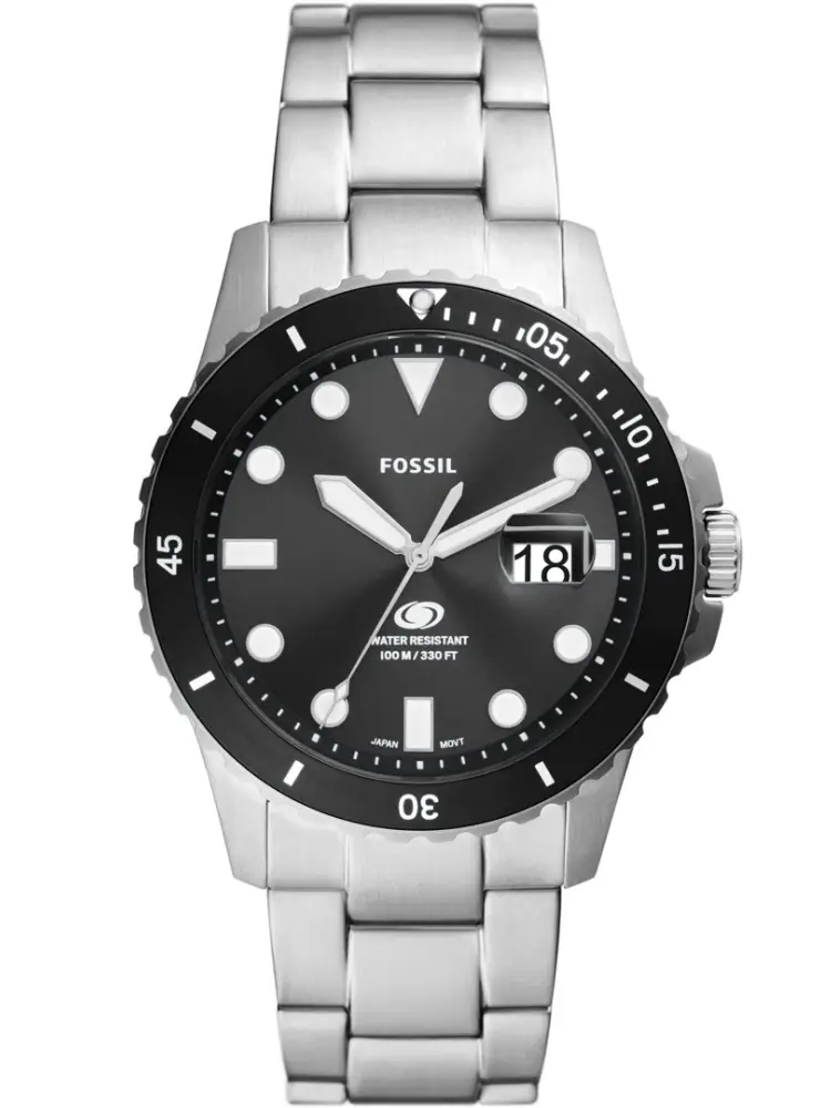 Fossil Blue Dive Date Silber / Schwarz